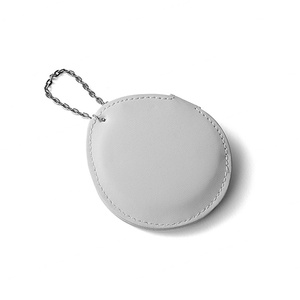 Custom Logo <b>Small</b> Round Silver Portable Single <b>Sided</b> Metal Makeup Mirror with PU Pouch - Product Image 4