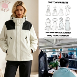 Custom Service Autumn Winter Ivory Color Block Hooded Loose Casual Windproof Commute Daily Outdoor <b>Women</b> <b>Windbreaker</b> Jacket - Product Image 1