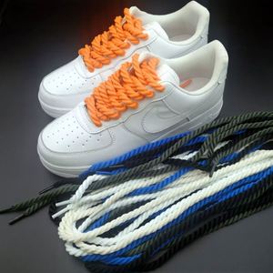 Lacets de chaussures Hf 10 couleurs, 8 mm, ronds, épais, en polyester et lin, torsadés, pour Dunk Low, beige, blanc, Af Cashew Flower - Product Image 1