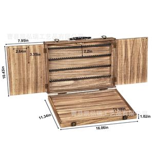 Foldable, portable, solid wood jewelry <b>box</b> for desktop use; multi-layer solid wood <b>earring</b> storage rack. - Product Image 1