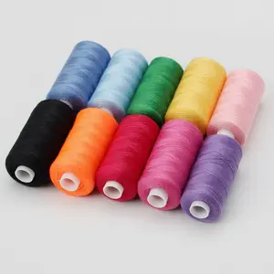 Toptan 40/2 eğirilmiş Polyester dikiş iplik üreticisi 400Yard DIY dikiş