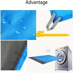 Tapis pliable portable pour 7 adultes, en polyester, pour la famille, les voyages en plein air, la plage, imperméable - Product Image 3