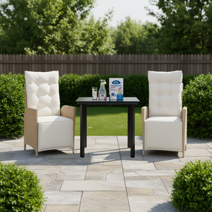 Conjunto de comedor de jardín con mesa y sillas, muebles de exterior contemporáneos de ratán, 2 plazas, beige - Product Image 2