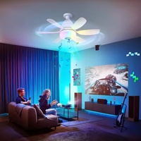 Ventilateur de plafond LED moderne 30W 40W E27 avec tête mobile, variateur intelligent, ampoule ventilateur, décoration intérieure, rotation à 360°, télécommande