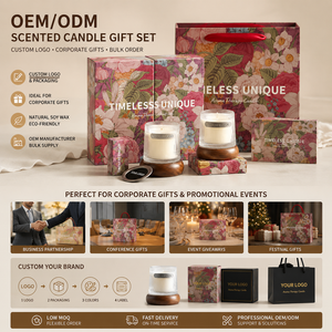 Coffrets cadeaux de bougies parfumées avec logo personnalisé, bougies en cire de soja naturelle, fabricant de bougies OEM pour les commandes de cadeaux d'entreprise en gros - Product Image 1