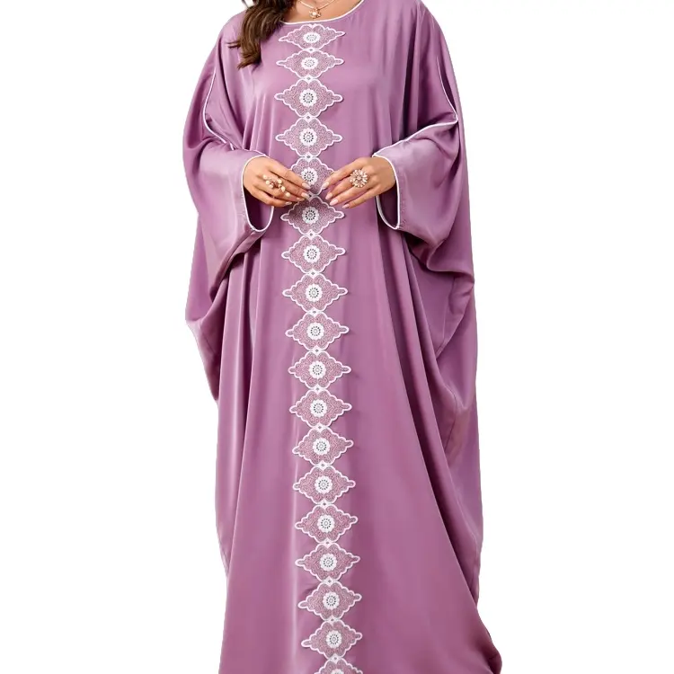 अरब मुस्लिम सॉलिड कलर स्प्लिसिंग मध्य पूर्व प्लस साइज बैटविंग स्लीव महिलाओं की अबाया दुबई टर्की मुस्लिम फैशन हिजाब ड्रेस