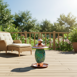 Comedero para Pájaros Colgante de Mosaico de <span class=keywords><strong>Vidrio</strong></span> Hecho a Mano, Estilo Rústico Moderno, para Decoración de Jardín Exterior - Product Image 4