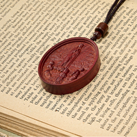 Pendentif en bois sculpté à la main Notre-Dame de Fatima, collier catholique, cadeau religieux, ornement à suspendre à la voiture