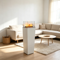 Cheminée électrique verticale autonome à vapeur d'eau, avec support français, flamme LED, certifiée CE, contrôlée par application intelligente, pour usage intérieur