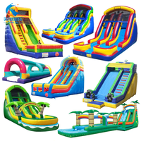 Tobogán Inflable con Forma de Palmera, Toboganes Acuáticos Dobles Gigantes para Adultos, Toboganes Inflables para Parques Acuáticos en Alquiler