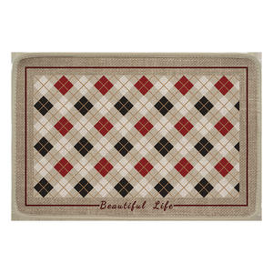 Alfombra de baño de imitación de lino, rectangular, con patrón geométrico, antideslizante, absorbente, de secado rápido, estilo británico elegante. - Product Image 2