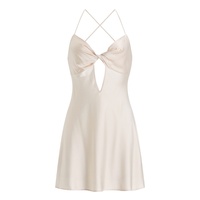 Camisón de Verano sin Mangas y sin Cuello, Estilo Sensual, de Seda Sintética, con Almohadillas en el Pecho, Ropa de Dormir Sexy para Mujer, Dos Piezas, Erótico, ODM