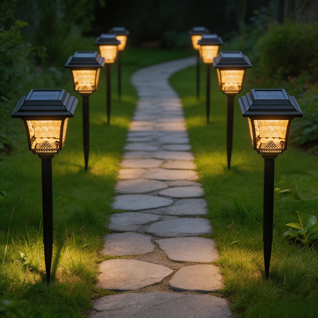 Solar Small Garden Lawn Stake Lights High Brightness LED IP65 Waterproof Dimmable Christmas Light Shadow Control Landscape