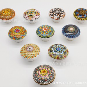 Bohemian <b>Ceramic</b> Mushroom Cabinet <b>Knob</b> Round Durable <b>Drawer</b> Handle Eclectic Style Furniture Decor - Product Image 1