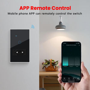 LangYeao 1/2 interruttore WIFI Touch Gang e presa in vetro temperato combinazione della serie di prese a muro dell'UE - Product Image 3