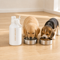 Maßgefertigter Umweltfreundlicher Verstellbarer 3-in-1 Haustier-Fütterer 32oz Tragbare Reiseschüssel Edelstahl Moderne Isolierte Hunde-Wasserflasche