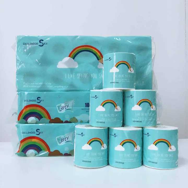 3 ply Sanitary Paper English packaging toilet paper, high quality core bathroom tissue tissue paper ready to stock
