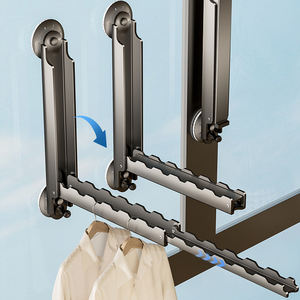 SANIPRO ventosa pequeña percha de secado interior baño balcón sin punzón colgante de pared telescópico plegable estante de almacenamiento de ropa - Product Image 5