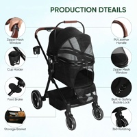 Poussette pour animaux de compagnie légère et pliable en métal avec panier de transport amovible et coussin confortable, 4 roues, pour les voyages en extérieur, pour petits animaux