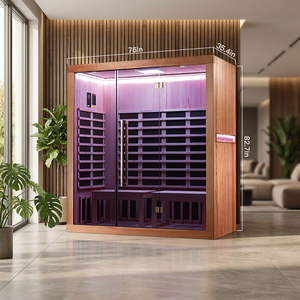 Cabine de sauna infrarouge lointain moderne en bois de pruche pour yoga, sauna sec intérieur, salle de sport à domicile, détox, cabine FIR pour chambre à coucher - Product Image 1