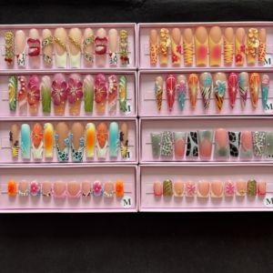 10 Uñas Postizas de Marca Privada, Hermosas y Lujosas, Hechas a Mano, Acrílicas, Personalizadas, Gruesas, <span class=keywords><strong>con</strong></span> Cristal, Uñas Artificiales - Product Image 2