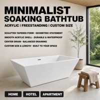 Baignoire autoportante moderne en acrylique, design minimaliste sculpté et conique, idéale pour la rénovation des salles de bain à domicile, dans les hôtels et les appartements.