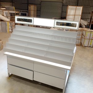ODM <b>Makeup</b> Shop Furniture Cosmetic Store Interior Design Display <b>Table</b> White Cosmetic Display Cabinet - Product Image 5