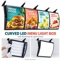 Panneau lumineux LED incurvé simple face pour menu de burgers, panneaux publicitaires, affichage de prix pour la restauration rapide