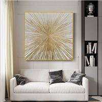 Peinture à l'huile abstraite dorée brillante, style moderne, personnalisée, 100% peinte à la main, pour toile de peinture à l'huile, art de l'huile