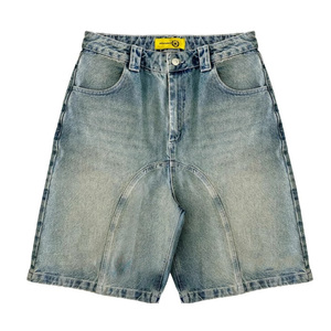 <span class=keywords><strong>Shorts</strong></span> di Jeans Larghi Casual Stile Streetwear da 5 Pollici da Uomo con Lavaggio Vintage Effetto Invecchiato - Product Image 3