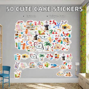 Summer Cartoon Eco-Friendly UV Printed Decorative Stickers Irregular Vinyl Adhesive Decals Waterproof Reusable for Cake Phone - Product Image 2