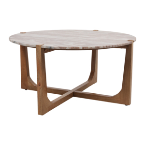 Tavolino da Caffè Minimalista Ovale con Piano in Marmo e Base in Legno, Arredamento per Soggiorno - Product Image 2