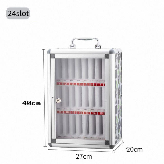 Mobile Phone Locker Storage Case 24 Slots Aluminum Case Cell Phone Storage Box for Classroom School Office