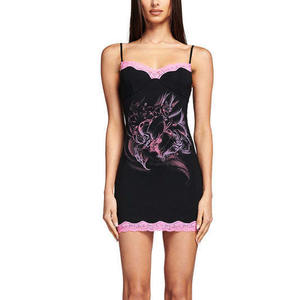 Mode Slim Fit Show Mince Wrap Hip Show Poitrine Taille Wrap Jupe courte Noir Moulante Dentelle Sangle Imprimer Y2K <span class=keywords><strong>Robe</strong></span> courte - Product Image 1