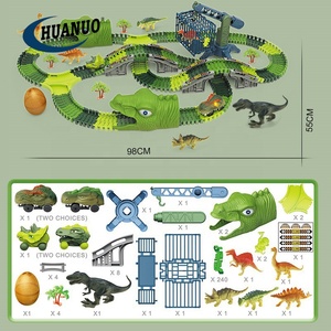 Kids Create A <span class=keywords><strong>Dino</strong></span> World Road Race Toys 277PCS Dinosaur Train Toy Slot Car Race Track Sets - Product Image 6