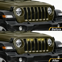 Accessoire de voiture directement de l'usine, éclairage de calandre LED pour Jeep Wrangler JL 2024 2025, lentille noire fumée, lumière blanche jaune