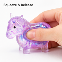 Jouet anti-stress Licorne liquide scintillant, jouet sensoriel TPR souple pour enfants et adultes, cadeau apaisant l'anxiété, vente en gros