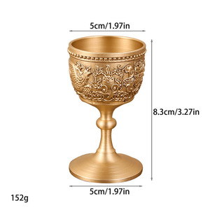 Gobelet en laiton gaufré <span class=keywords><strong>Dragon</strong></span> Phénix, coupe à vin à pied épais, verre à liqueur style chinois, décoration d'intérieur, cadeau de festival - Product Image 2
