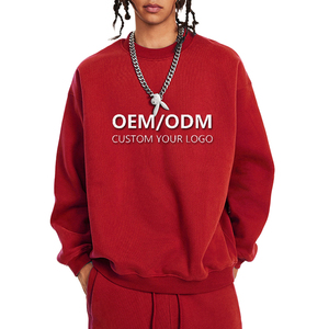 Sweat-shirt décontracté pour homme en couleur unie, ample, style américain, épaule tombante, polaire épais, col rond, pour l'automne et l'hiver - Product Image 2