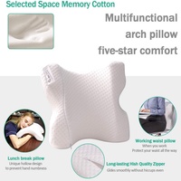Oreiller de couple en mousse à mémoire de forme tissée pour dormeurs latéraux, avec repose-bras arqué et trou pour le bras, amovible et lavable