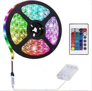 Bande <span class=keywords><strong>LED</strong></span> à piles 1m 2m 4m 5m Bande <span class=keywords><strong>LED</strong></span> RGB alimentée par piles <span class=keywords><strong>avec</strong></span> télécommande - Product Image 1