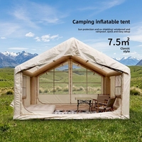 Grande tente de camping gonflable de 7,5 m² avec deux grandes portes, tente pneumatique pour 7 à 10 personnes, tente cabine de luxe, imperméable >3000 mm, 4 saisons, idéale pour les stations balnéaires
