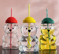 Paille en verre pour tasse en forme d'ours en peluche, certifiée UE, best-seller transfrontalier ; Tasse à paille en verre borosilicate haute résistance aux températures élevées