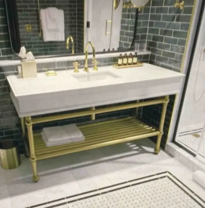 34" 36in 42inch Bath Vanity Gold and White luxurious extremely refined designs and decorations inspired by the Art Deco perio
