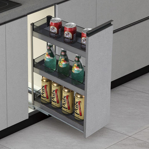 Étagères de cuisine modernes à 3 niveaux, accessoires pour évier, rangement coulissant, organisateur, étagères inférieures en verre trempé pour épices - Product Image 6