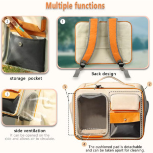 Bán buôn nhà máy sang trọng không thấm nước vuông Oxford dây kéo Pet Dog Carry Ba lô tàu sân bay túi ví - Product Image 2