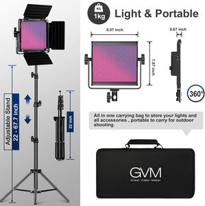 Panel de luz de video LED GVM 850D RGB, <span class=keywords><strong>Kit</strong></span> de iluminación de fotografía profesional, luces de relleno de Youtube con Control de aplicación para transmisión en vivo - Product Image 4