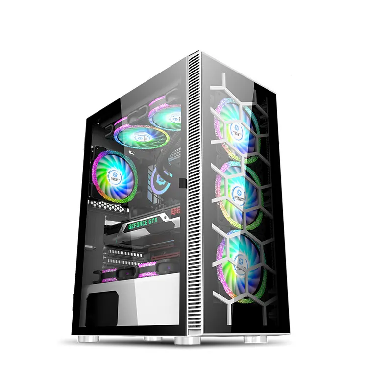 Fabriek Prijs Mid Toren E-ATX/Atx/M-ATX Gaming Pc Case Gehard Glas Server Toren Met Audio Front Poorten Voor Desktop