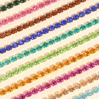 Chaînes à strass électroplaquées colorées de haute qualité, 10 yards, 2 mm, pour la fabrication de bijoux et accessoires vestimentaires DIY