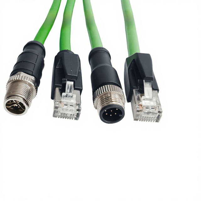 M12 Encoder Iine Eight-core Shielded Twisted Pair A/X Type M12 to RJ45 Industrial Cat 6a Gigabit Unshielded Network Cable IP67